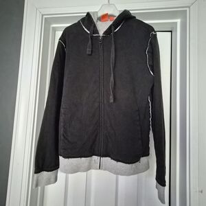 Hugo Boss Orange Full Zip Hoodie Small Black Contrast Stitching Vintage GUC